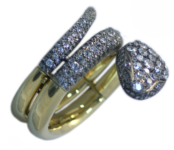 Antique Diamond & Gold Snake Bracelet - Image 2