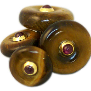 Tiger's Eye Ruby gold Cufflinks