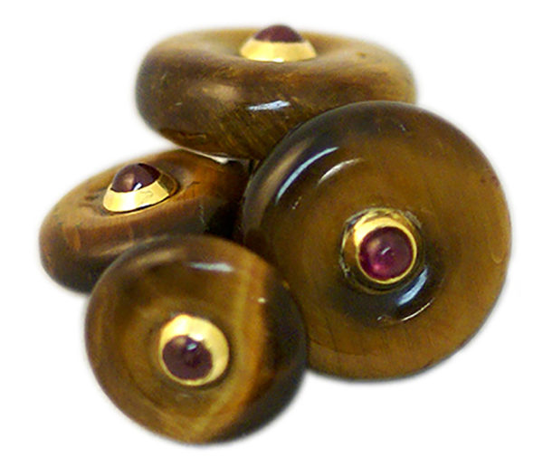 Tiger's Eye Ruby gold Cufflinks