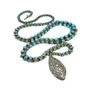 Victorian Turquoise & Diamond Snake Belt/Necklace