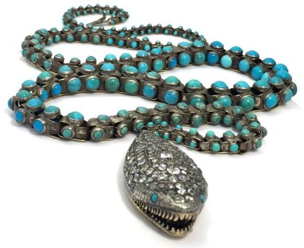 Victorian Turquoise & Diamond Snake Belt/Necklace - Image 5