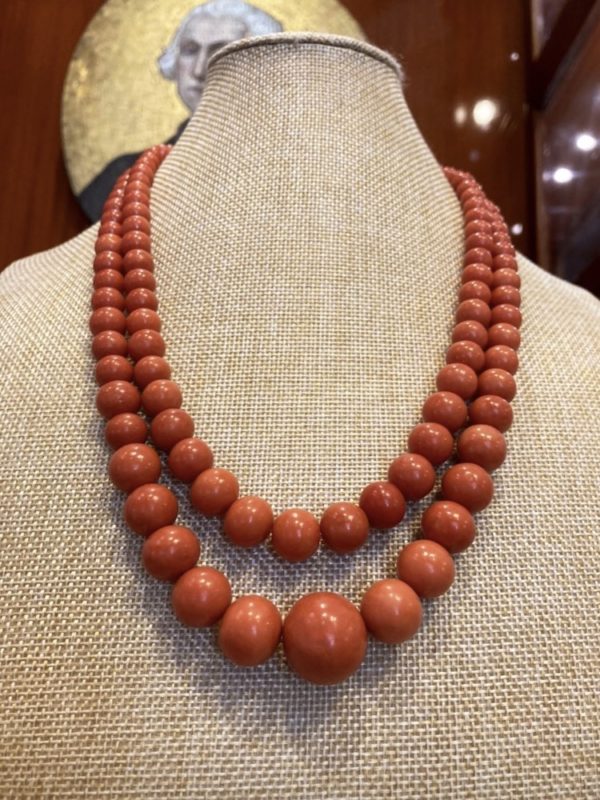 Double Strand Coral Bead Necklace - Image 4