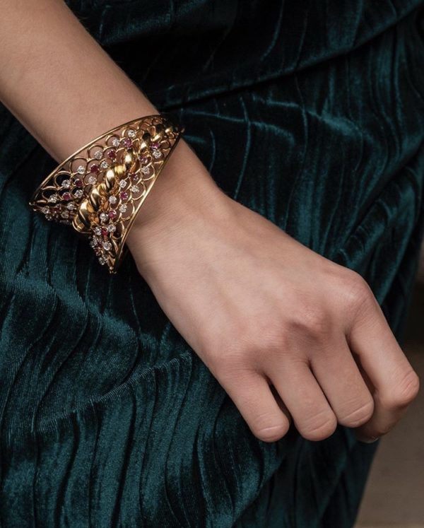 Retro French Ruby Diamond Bangle - Image 5