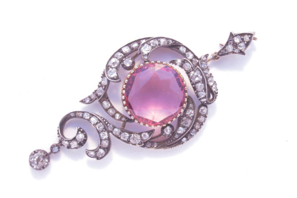 Antique Diamond & Spinel Pendant