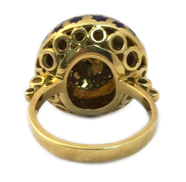 Chic Blue Enamel & Gold Ring - Image 2