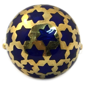 Chic Blue Enamel & Gold Ring