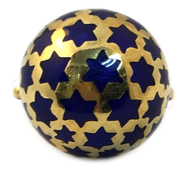 Chic Blue Enamel & Gold Ring