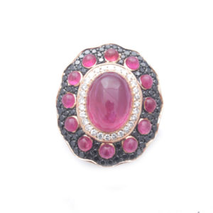 Ruby Diamond Gold Cocktail Ring