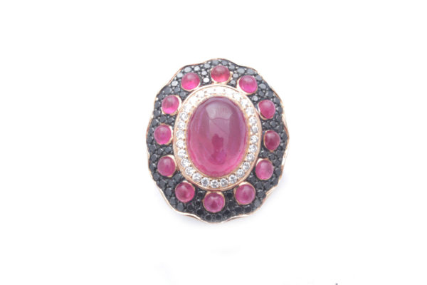 Ruby Diamond Gold Cocktail Ring