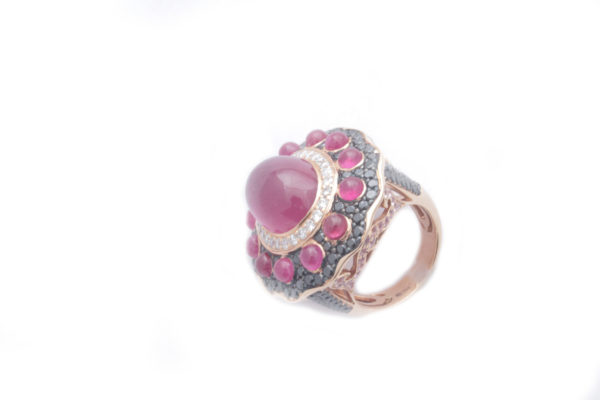 Ruby Diamond Gold Cocktail Ring - Image 2