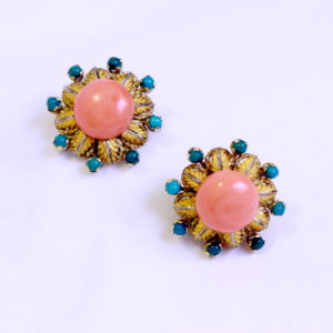 Cazzaniga Coral and Turquise EarClips