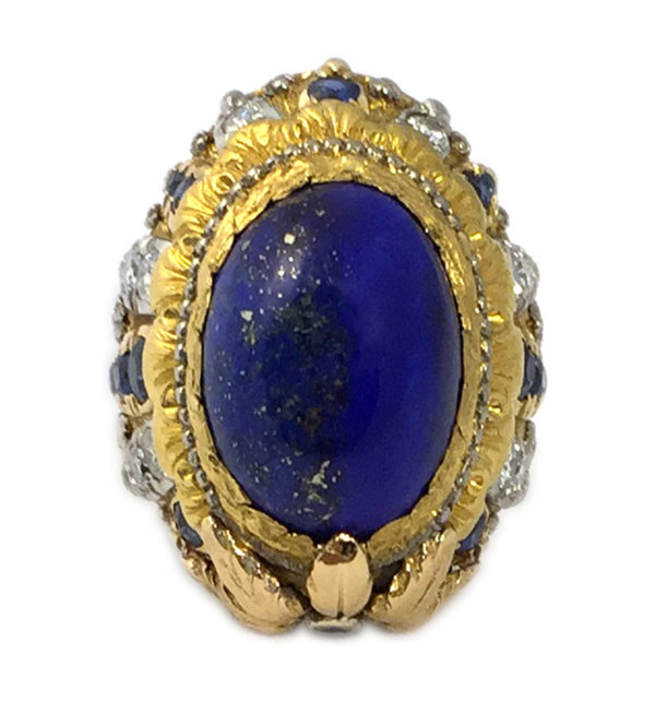 Cazzaniga Lapis Diamond Sapphire gold Ring - Image 2