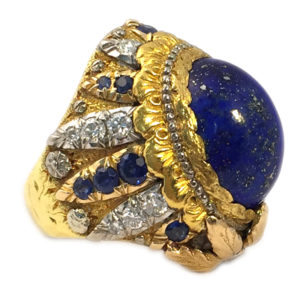 Cazzaniga Lapis Diamond Sapphire gold Ring