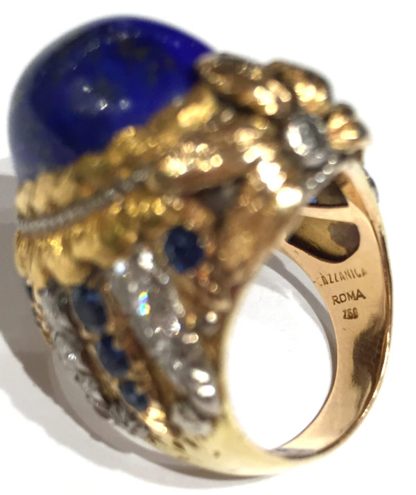 Cazzaniga Lapis Diamond Sapphire gold Ring - Image 3