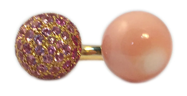 Chantecler Coral and Pink Sapphire Toi et Moi Ring - Image 2