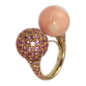 Chantecler Coral and Pink Sapphire Toi et Moi Ring