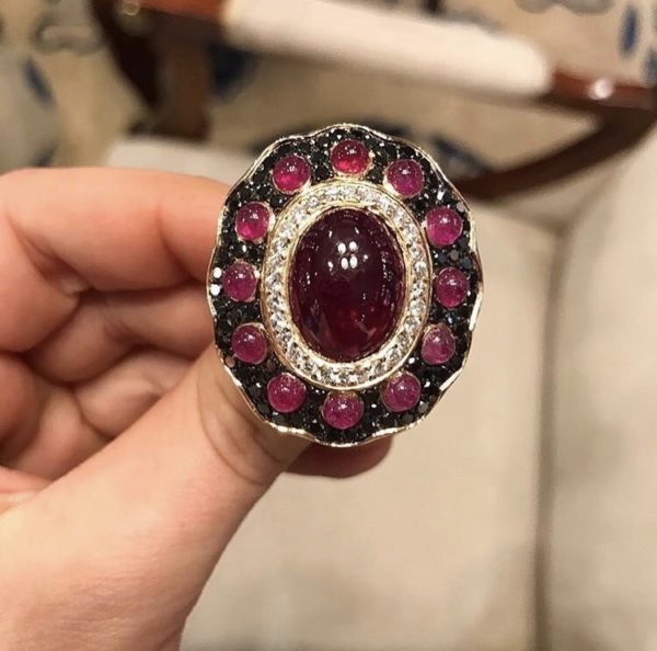 Ruby Diamond Gold Cocktail Ring - Image 5