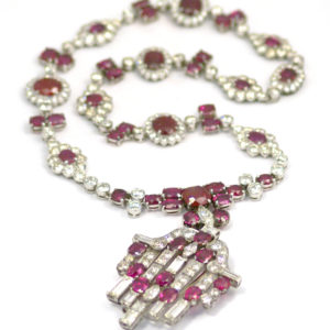 Important Antique Natural Burmese Ruby Diamond Silver