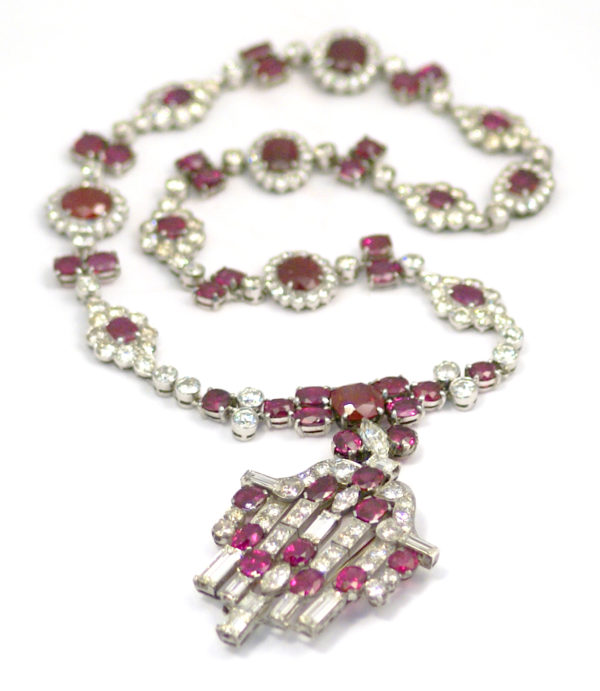 Important Antique Natural Burmese Ruby Diamond Silver