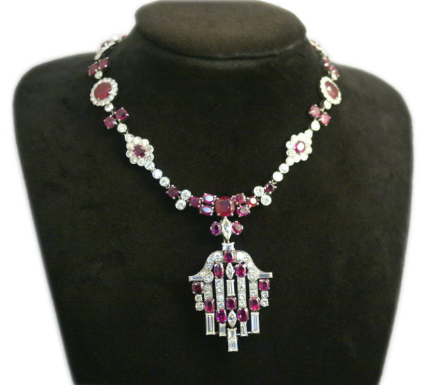 Important Antique Natural Burmese Ruby Diamond Silver - Image 3