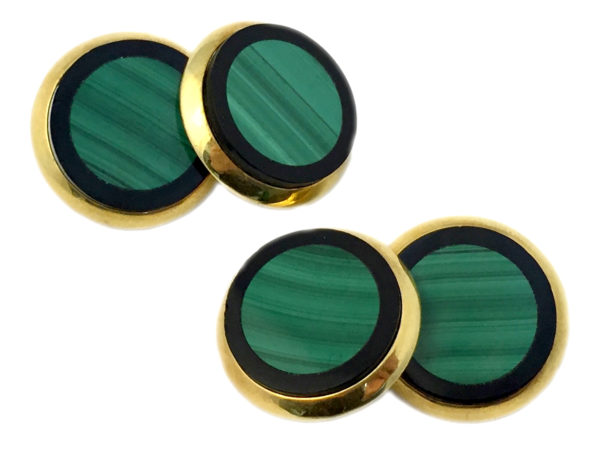 Chic Malachite Onyx Gold Cufflinks