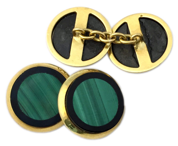 Chic Malachite Onyx Gold Cufflinks - Image 2