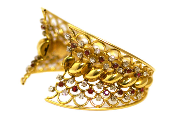Retro French Ruby Diamond Bangle - Image 3