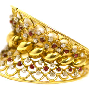 Retro French Ruby Diamond Bangle