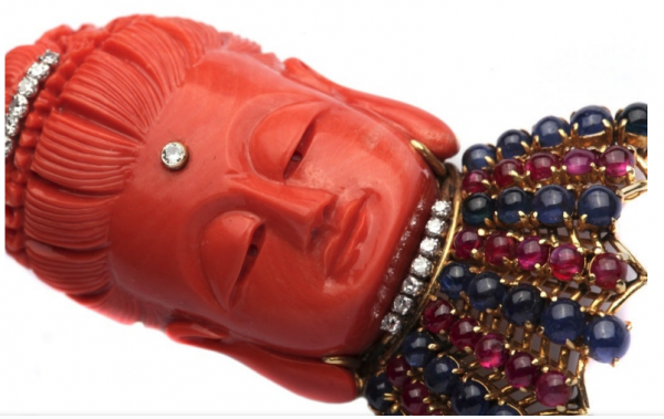 A Coral and Gem-Set Buddha Brooch/Pendant - Image 3