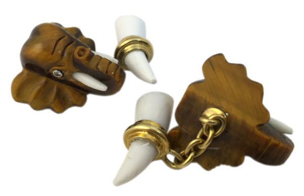 Fun Elephant Tiger Eye and Onyx Cufflkinks - Image 2