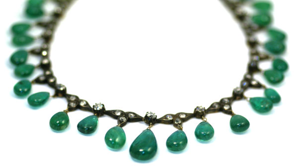 Antique Emerald Drop Necklace - Image 2