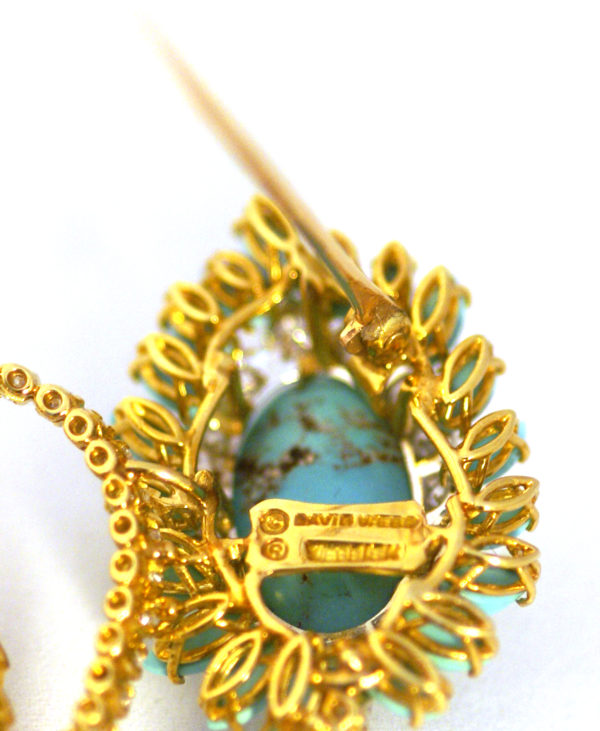 David Webb Turquoise Flower Brooch - Image 3