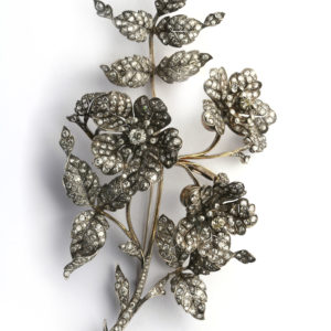 Antique Diamond Silver Gold En Tremblant Flower Brooch