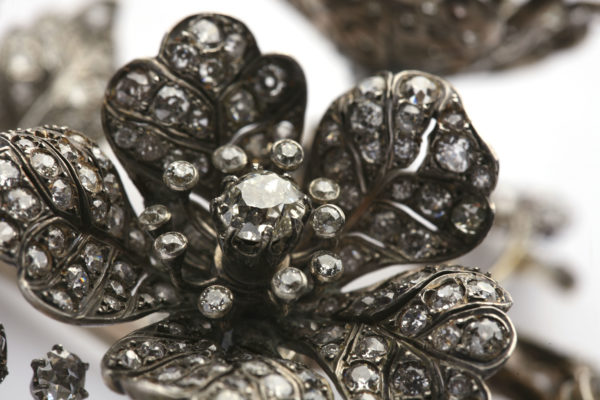 Antique Diamond Silver Gold En Tremblant Flower Brooch - Image 6