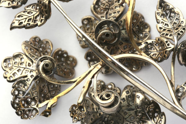 Antique Diamond Silver Gold En Tremblant Flower Brooch - Image 4