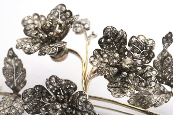 Antique Diamond Silver Gold En Tremblant Flower Brooch - Image 3