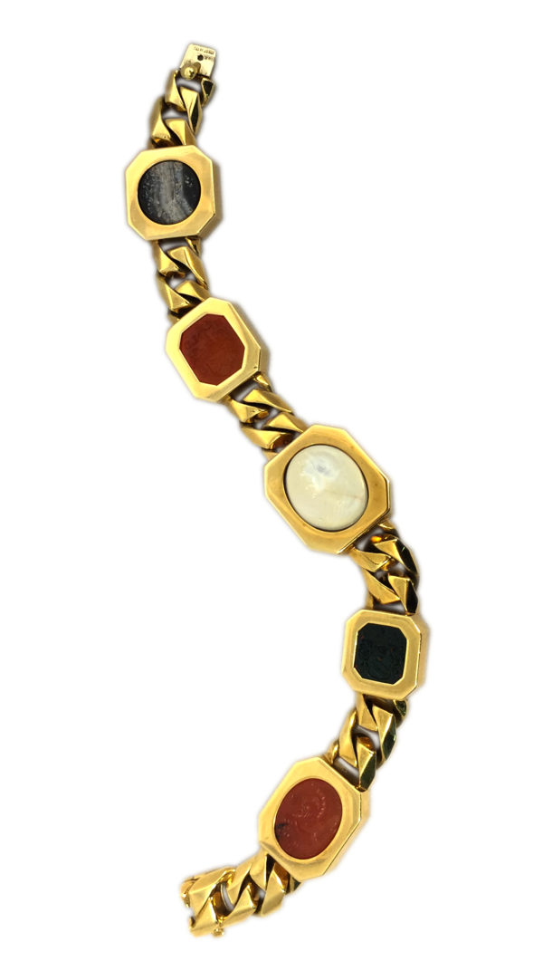 Unusual Bulgari Intaglio Gold Chain Bracelet