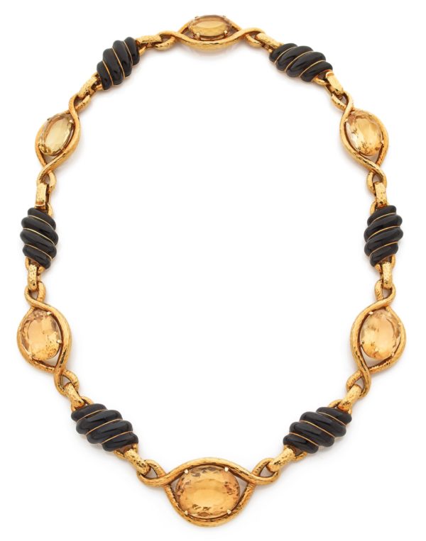 David Webb Citrine & Enamel Necklace