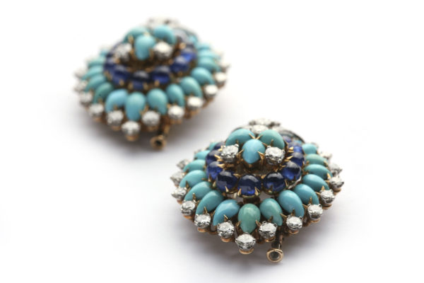 Bulgari Turquoise & Sapphire Double Clips - Image 2