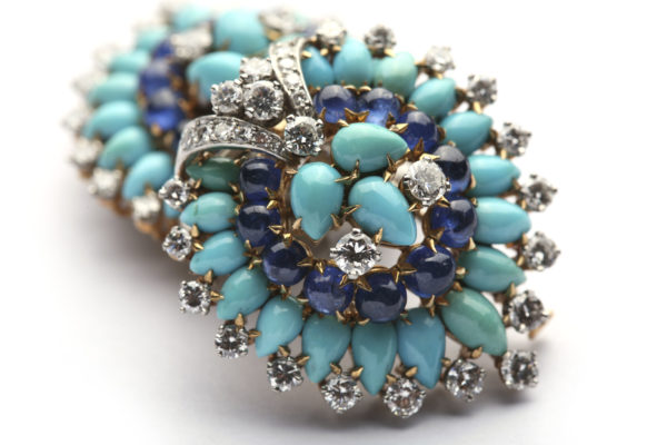 Bulgari Turquoise & Sapphire Double Clips - Image 3