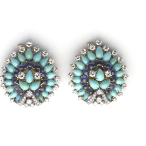 Bulgari Turquoise & Sapphire Double Clips