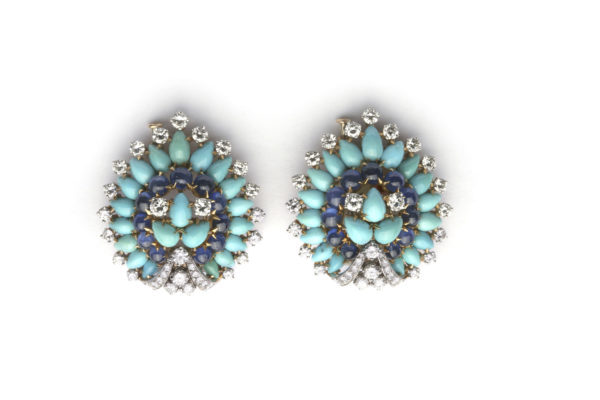 Bulgari Turquoise & Sapphire Double Clips