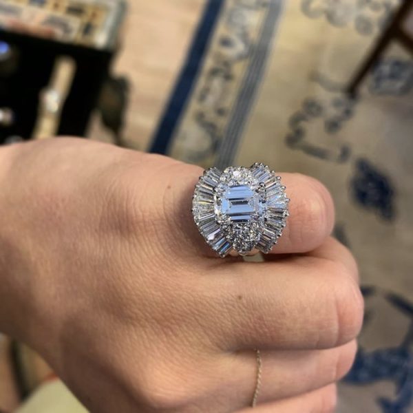 2.66 D VS1 Emerald Cut Diamond Cocktail Ring - Image 5