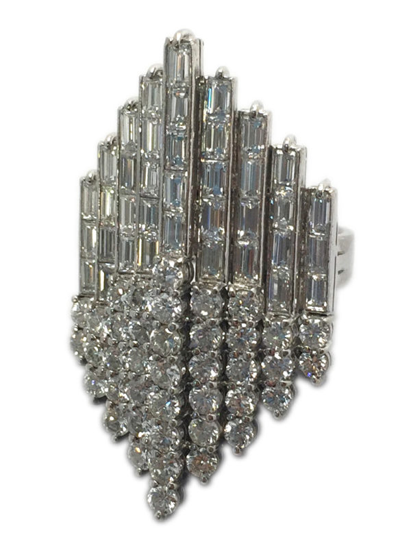 Geometric Design Diamond Cocktail RIng - Image 3