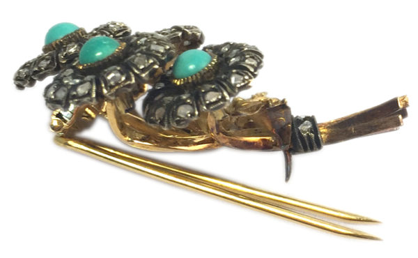 Buccellati Turquoise & Diamond Bouquet Brooch - Image 3