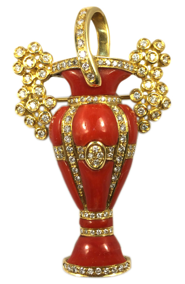 Coral Urn Brooch