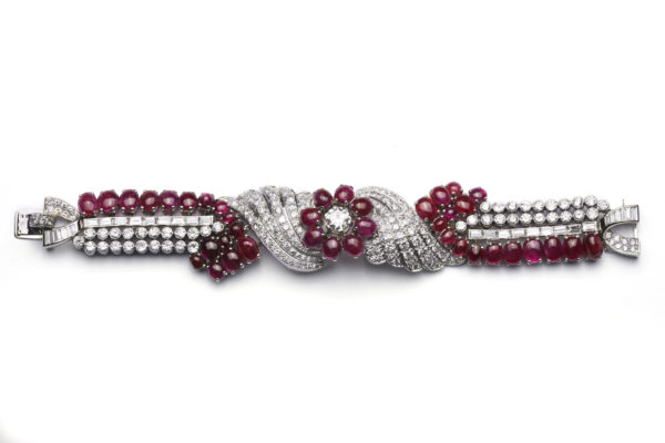 Important Burmese Ruby Diamond Gold Bracelet - Image 2