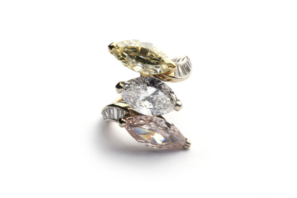 Fancy Colour Diamond Trilogy Ring