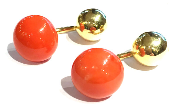 Cartier Coral & Gold Cufflinks