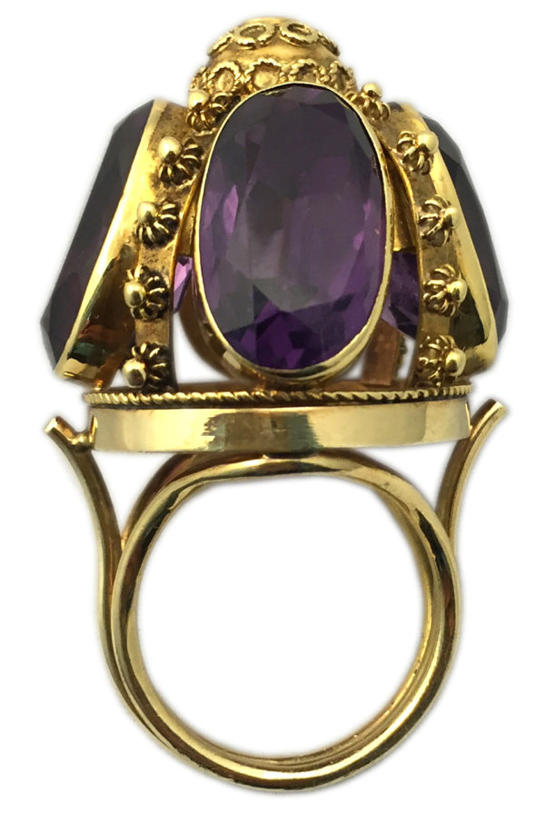 Antique Amethyst, Diamond & Gold Ring - Image 2